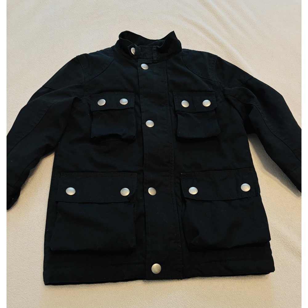 Gap Kids Black cotton Jacket Lined Hooded Fall /spring Coat Size XS 4-5 Years